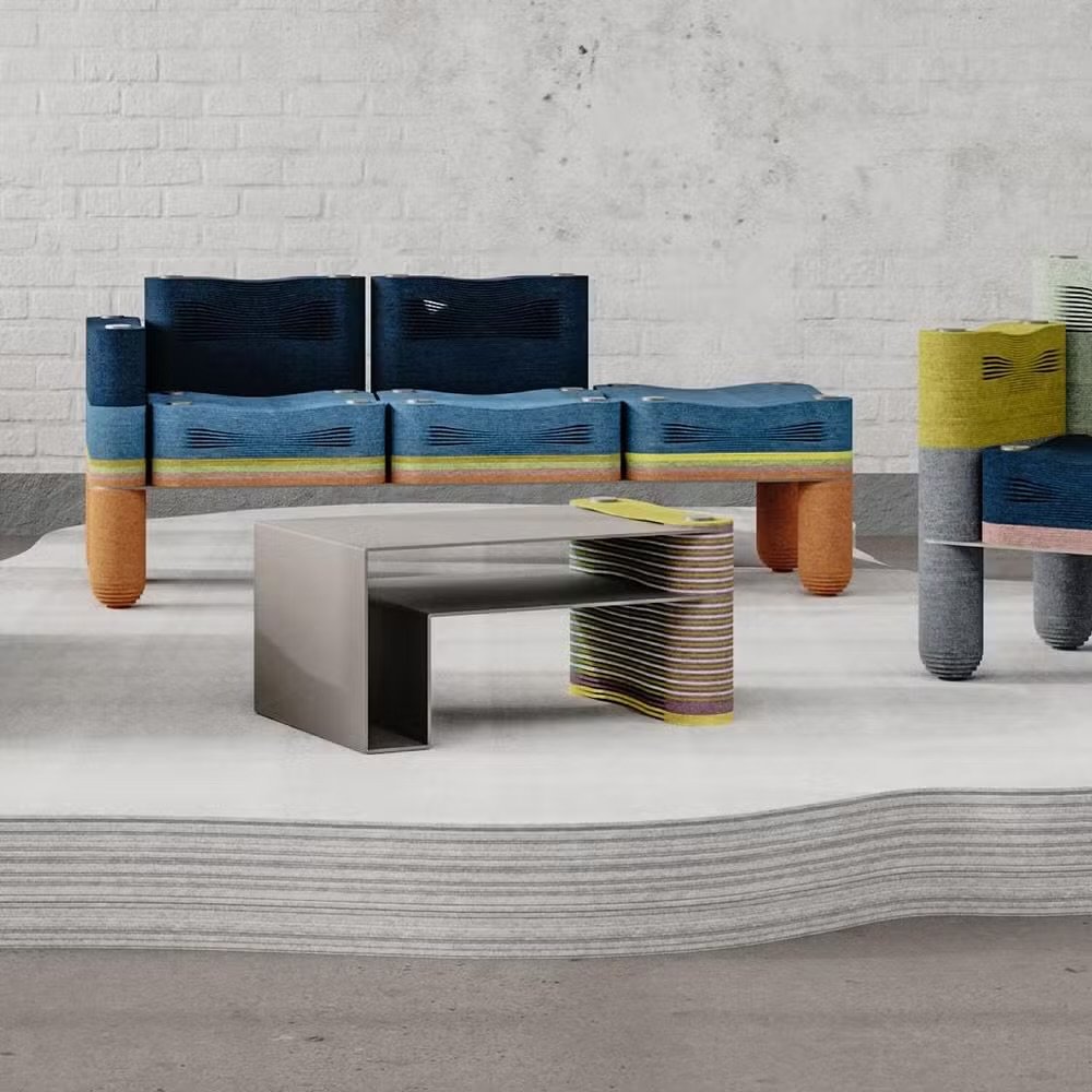 Stackbal apresenta coleção de móveis produzida a partir de resíduos têxteis